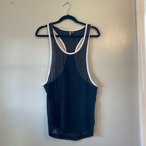 ASOS black and white mesh muscle tank top medium - Picture 7 of 7
